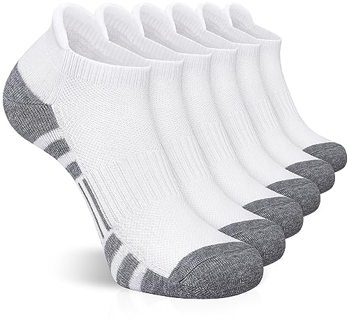 Felicigeely Ankle Athletic Running Socks Low Cut Sports Socks Breathable Cushioned Tab Socks for Men Women 6 Pairs