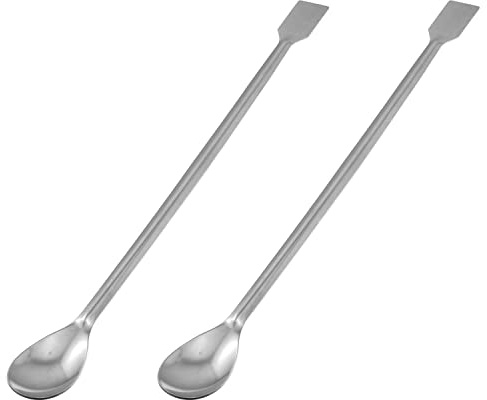 Lab Spoon RLECS - 2 cucharas de muestreo extendidas de acero inoxidable de 30 cm, espátula de laboratorio 2 en 1, espátula de cuchara de laboratorio, cuchara de muestreo de laboratorio, espátula de