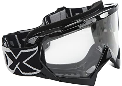 Motorcykelglasögon, Slagtåliga Vindtäta Glasögon för Vandring (Svart ram Transparent Lens Grå Word)