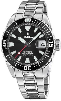 Festina Herren Uhr Analog aus Edelstahl 316L Silber - Quarzwerk - Kalender - Saphirglas mit hoher Widerstandsfähigkeit - Wasserdicht bis 20 ATM F20669/3 The Originals