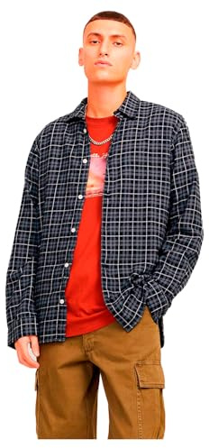 JORJOSHUA - Maglietta a Maniche Corte, Nero/Checks: a Quadri, M