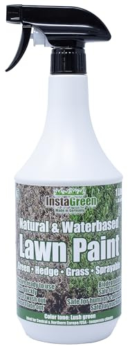InstaGreen Premium sprayflaska för gräsfärg 1 liter/1/8 US gallon – färdig gräsfärg för gräsmattor och häckar – gräsmattans färg mot gult gräs – naturligt vattenbaserat spraybart biologiskt