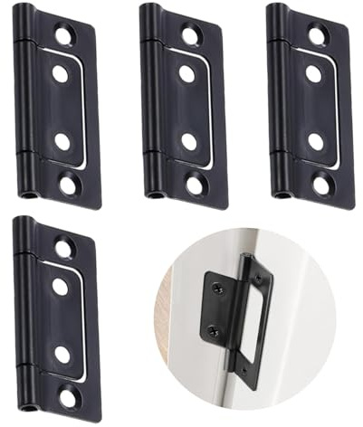 Wjelet 2x1 Inch Non-Mortise Door Hinges 4 Pcs, No Noise Bifold Butt Hinges for Cabinet, Furniture, Window, Wardrobe, Timber - Black