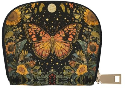 DFJMASFKOL Butterfly Floral Leather Bag Vintage Indie Boho Wallet Sunflowers Card Pack New Parents - Pediatrician and Pharmacy Cards 9X11CM