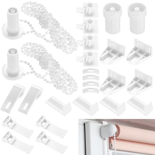 2 Set Kit di Riparazione per Tende a Rullo, 17mm Accessori per Tenda a Rullos, Supporti Staffe di Ricambio Raccordi di Tenda a Rullo per Finestre Sostituire Persiane Accessori(Bianchi)