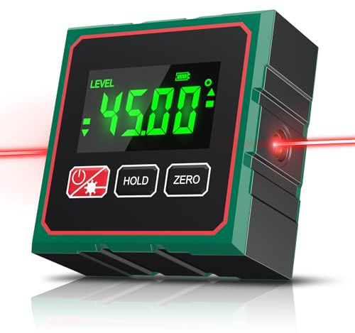 Angle Finder Digital Angle Finder with Laser, 4 Side Strong Magnetic Angle Gauge, for Table saws, Woodworking protractors, and Construction Projects