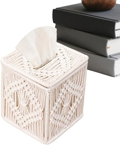 Copertura per fazzoletti | Organizer per carta igienica boho – Coperchio in tessuto a cubeto,per bagno, doccia, WC, soggiorno, cucina, camera da, ufficio, tavolo auto