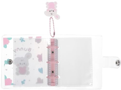 Pink PVC Cartoon Rabbit Photo Album with 3-hole Binder, 10 Sheets