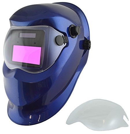 Auto Darkening Welders Helmet Mask Welding Grinding Blue & 1 x Lens Cover