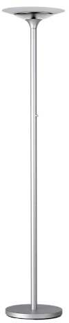 Unilux LED Deckenfluter Variaglass, moderne Stehleuchte aus Metall/Glas in metallgrau, 30 Watt, 120km/W, Lichtfarbe 3200 Kelvin, Standleuchte mit Dimmer