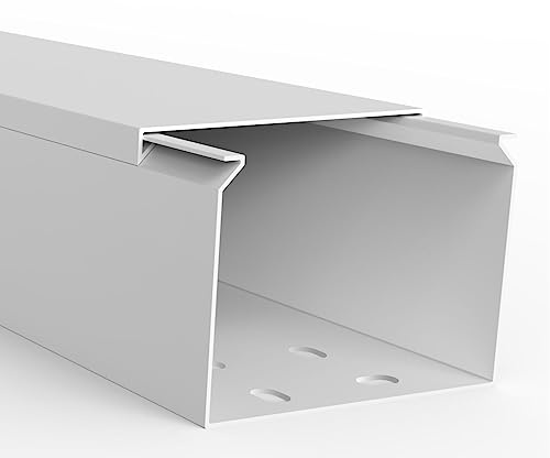 SCOS Smartcosat Kabelkanal, 80x60 mm, 1x1 m, Bodenlochung | PVC, UV-beständig, Innen & Außen, 1 Stange à 1 m, Made in Germany