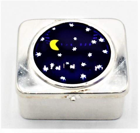 Pillendose Silber 925 mit Murrina Deckel aus Muranoglas Made in Italy (Blau Mond Sterne)