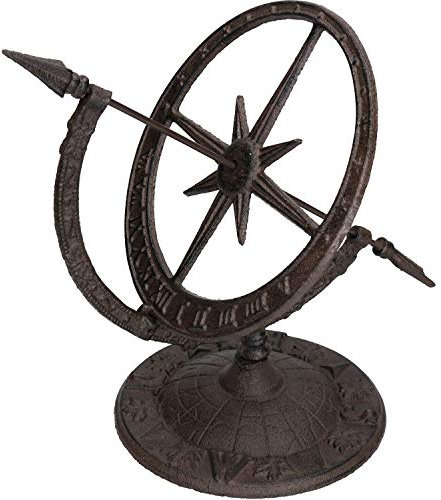 AB Tools Armillary Sundial Ornament Cast Iron Garden Feature Statue Clock Metal Compass