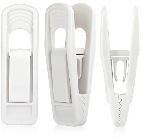 Tinfol 40pc Plastic Hanger Clips - Strong Pinch Grip Clips, White Pant Skirt Clip, Multi-Purpose Finger Clip for Slim-line Clothes Hangers