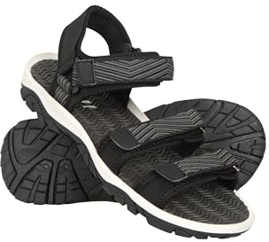 Mountain Warehouse Reef 3 Strap Kids Sandals - Neoprene Lined Boy & Girls Beach Shoes, Durable Sandals, Hook & Loop, Quick Dry Footwear - Spring Summer Walking Black Junior Shoe Size 2