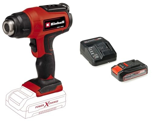 Einhell Akku-Heißluftpistole TE-HA 18 Li Power X-Change (Li-Ion, 18 V, 350-550 °C, 200 L/min, 2 Temperaturstufen, Überhitzungsschutz, LED Display, inkl. 2,5 Ah Akku und Ladegerät)