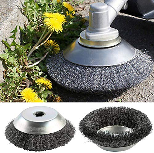 YAOBAO Profi Unkrautbürste, HSS-Stahl Wildkraut Fugenbürste Für Motorsense Gezopft, Motorsense Freischneider Weicher, Durchmesser 200Mm, Bohrung 25.4Mm (Gebogener Draht)