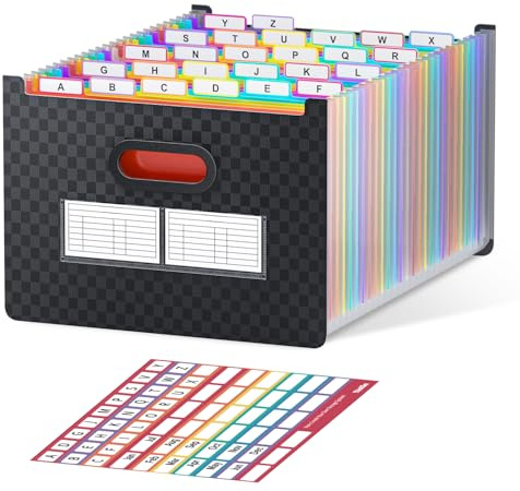 ThinkTex 26 Pockets Expanding File Folder, Upright & Open Top, A-Z Colorful Tabs, Larger Capacity Accordian Folder, Letter/A4 Size for School, Home and Office