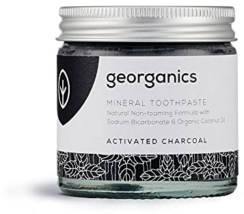 Georganics - Organic Mineral-Rich Teeth Whitening Toothpaste - Non-foaming Formula with Organic Virgin Coconut Oil - Vegan, SLS, Cruelty and Fluoride Free - Activated Charcoal - 60ml
