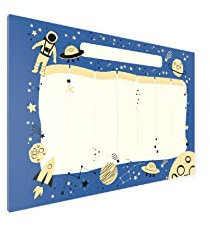 ALLboards Metallische Magnettafel SCHULSTUNDENPLAN COSMOS 60x40cm MetalBoards Memoboard für jede Art von Magneten Magnetpinnwand zum Beschriften + 4 Marker, 10 Magnete und Schwamm im Lieferumfang