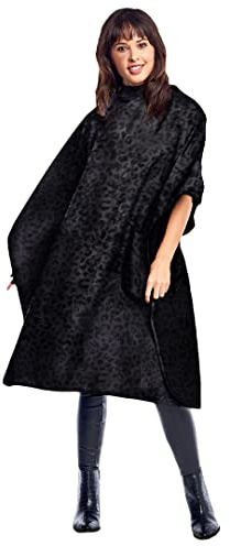Betty Dain Black Jaguar Bleach-proof All Purpose Styling Cape, Material Defends Against Bleach Stains, Color Proof, Chemical Proof, Waterproof, Lightweight Embossed Nylon, Black