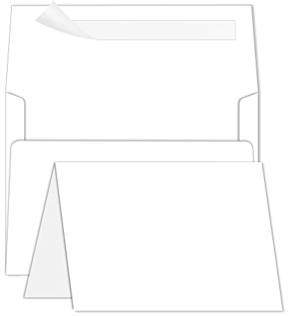 Goefun Blank Note Cards and Envelopes 5 x 7 Folded Cardstock and A7 Envelopes Self Seal 100 Pack for Invitations, Wedding, DIY Greeting Cards, Birthday