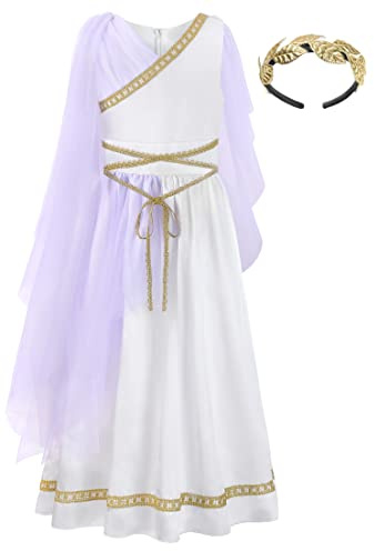 ReliBeauty Déguisement Déesse Grecque pour Enfants Costume Robe Filles