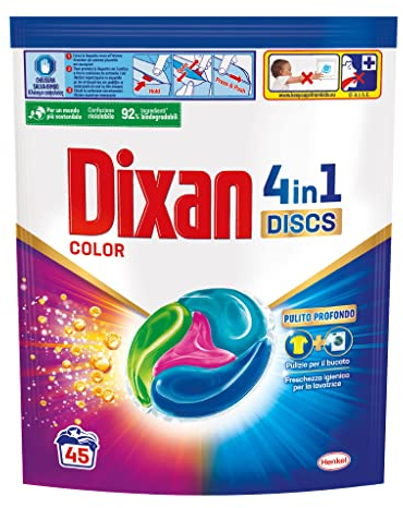 Dixan Discs Color, Detersivo Lavatrice in Capsule, 45 capsule (lavaggi)