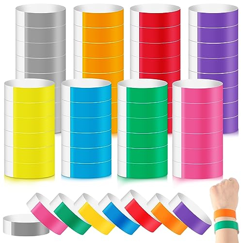 LUYI 800 Pieces Colored Wristbands for Events Wrist Bands Paper Bracelets Waterproof Arm Bands for Events Custom Adhesive Wristbands for Party(Red,Green,Yellow,Blue,Orange,Pink,Purple,Grey)
