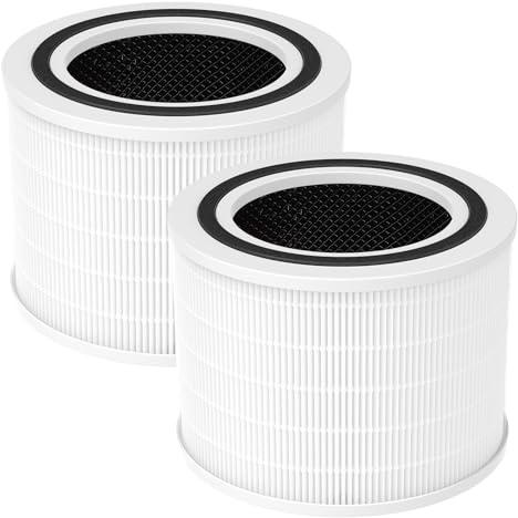 2 filtros de repuesto para purificador de aire Levoit Core 200S 3 en 1, filtro HEPA y filtro de carbón activo de alta eficiencia y prefiltro de nailon, filtración de 3 niveles, repuesto Core 200S-RF