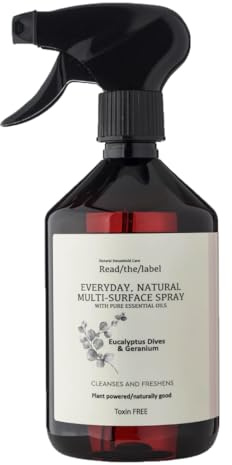 Read the Label London Multi Surface Cleaner 500ml - Eucalyptus Dives & Geranium Scented Non Bio & Skin Sensitive Friendly Floor Cleaner, Essential Oils, Plant Based Vegan & Paraben Free