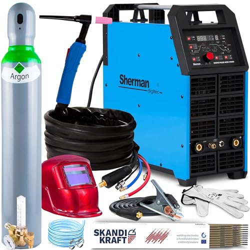 Sherman DIGITIG 315 GD AC/DC 400V - Profi 315A WIG Schweißgerät AC DC Puls - PWM-Technologie: Pulsweitenmodulation - HF-Zündung Inverter WIG Puls Schweißgerät - Set:ProfessionalPlus