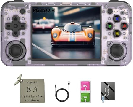 RG35XX H, Anbernic Retro Handheld Gaming Console with 64GTF Card, Dual Joystick Design 3.5-inch HD Screen Lasts up to 8 Hours High-Capacity Battery for Better Experience (64G Purple)