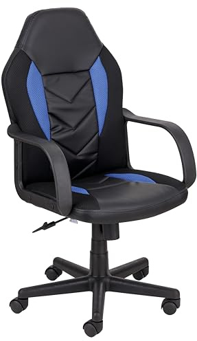 Baroni Home Sedia da Gaming Inclinabile, Acciaio e Soft Foam, Sedia da Gioco Ergonomica, Ruote Girevoli, Altezza e Inclinazione Regolabile, Sedia Scrivania Adulti Facile da Montare, 55x45x108 cm, Blu