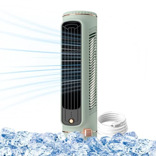 Portable Air Conditioner Fan – Car Air Conditioner Fan, Three Gears Small Room AC, Rechargeable Air Cooler | Personal Air Conditioner, USB Air Conditioner with Automatic Head Shaking for Women Me