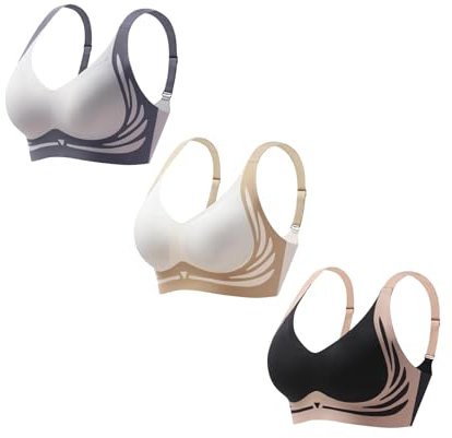 3er Pack BHS Damen Ohne Bügel 𝗣ush Up Super Gather BH Wireless Seamless Sport Bügelloser Stütz BH Lifting Anti-Sagging Wireless Adjustable Keine Schlaffen Brüste Comfit BHS Nahtlos (Blue, M)