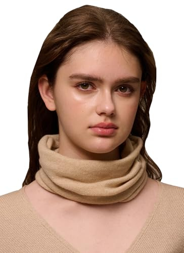Donna Uomo Sciarpa Loop a Tubo in Maglia 100% Cashmere, Invernale Leggero Scaldacollo Sciarpa ad Anello, Sciarpe Tubolare Morbida Caldo Foulard Collo Circolare Collo per Sci Ciclismo Sport Beige