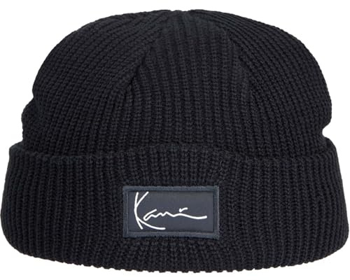 Karl Kani Woven Signature Beanie Wintermütze (DE/NL/SE/PL, Alphanumerisch, Einheitsgröße, Black)