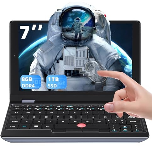 Mini portátil con pantalla táctil de 7 pulgadas, procesador Alder Lake N95, 8 GB de RAM, 1 TB SSD, Win 11 Pro, computadora de bolsillo portátil totalmente metálica, WiFi, USB 3.0, mini HDMI, tarjeta