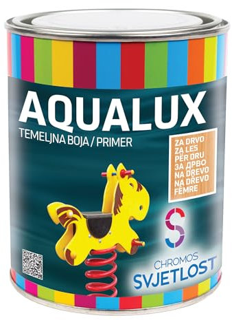 Chromos Svjetlost AQUALUX Wood Primer – Water-Based Primer for Interior & Exterior Use, Strong Adhesion, Quick Drying, Eco-Friendly, Universal Wood Preparation – White, 0.75L