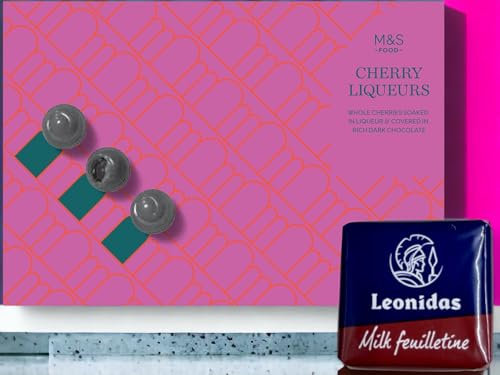 Marks & Spencer : M&S Cherry Liqueurs - Whole Cherries Soaked in Liqueur & Covered in Rich Dark Chocolate 250g with Thank you card and Leonidas Chocolate | Christmas | Valentines (1Box)