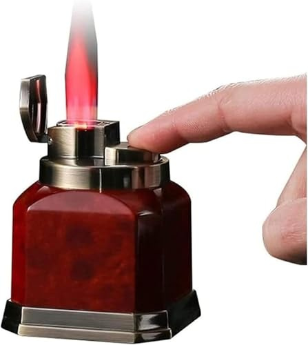 Regalos De Cumpleaños For Hombres Encendedor De Cigarros De 4 Llamas, Encendedor A Prueba De Viento De Metal De Llama Roja De Gas Butano Recargable De Mesa