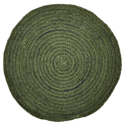 Boho Teppich Abrila handgefertigt aus Jute in Grün 80 cm handgemacht
