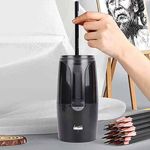 KIMISS Desbastador de Lápices Eléctrico para Astronomía, Desbastador de Gran Calibre con Cable USB (8028 Negro)