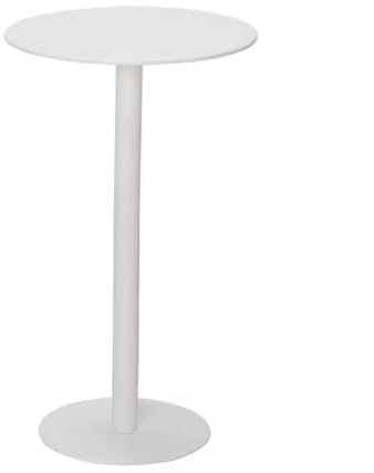 Runder Bartisch mit Metallrahmen, für Cocktail, Frühstück, Küche, weißer Kneipentisch, Theke mit runder Platte (48 x 48 x 72 cm)
