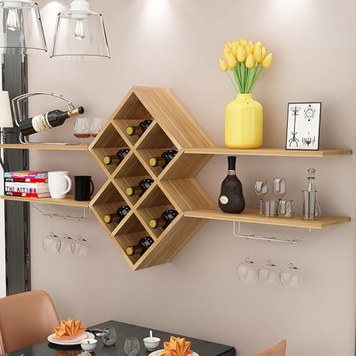 KUKIXKK Porta Bottiglie di Vino da Parete Portabicchieri Sospeso Portabottiglie da Parete, Portabottiglie da Parete Sospeso, Portabottiglie Decorativo da Parete per Ristoranti,