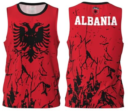 Basketball-Trikot mit Albanien-Flagge, Team-Up-Sport, 3D-Volldruck-Design, Trikots, Schwarz , L