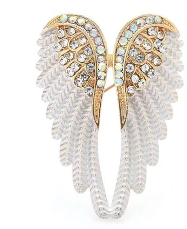 1Pc Simple Angel Wing Lapel Brooch Pin Useful Crystal Enamel Wings Pin Fashionable Beautiful Diamond Metal Brooch Pins for Clothing Accessories