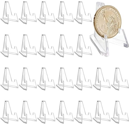 pcsfoe 24 Stück Kartenständer,Bilderständer,Acryl Ständer,Bilderrahmen Ständer,Mini Staffelei,Einstellbar Kunststoff Dekoteller Kartenständer Für Fotodisplays, Teller, Tischkarten