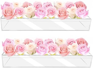 Florero rectangular hidropónico transparente para almacenamiento de flores, 16 agujeros, acrílico transparente